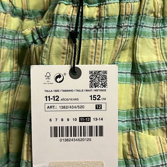 ZARA Kids | Lime Green | PLAID SHORTS - Picture 9 of 9